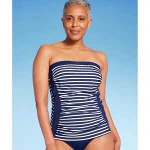 NWT Land’s End UPF 50 Striped Bandeau Tankini Top XL